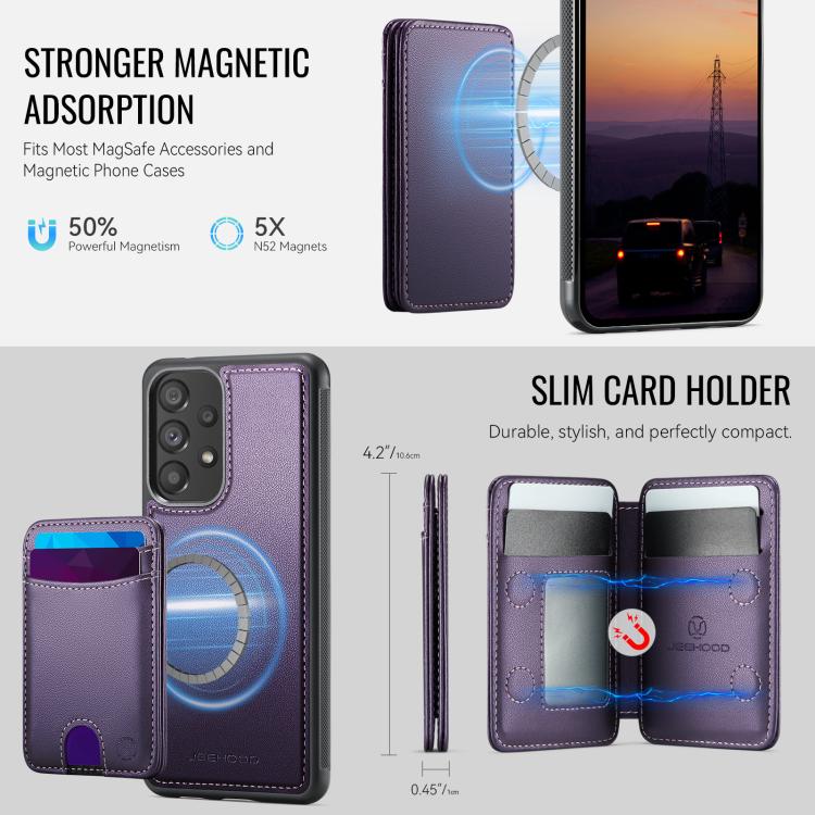 For Samsung Galaxy A53 5G JEEHOOD J10 Flip Card Bag MagSafe Split RFID Leather Phone Case