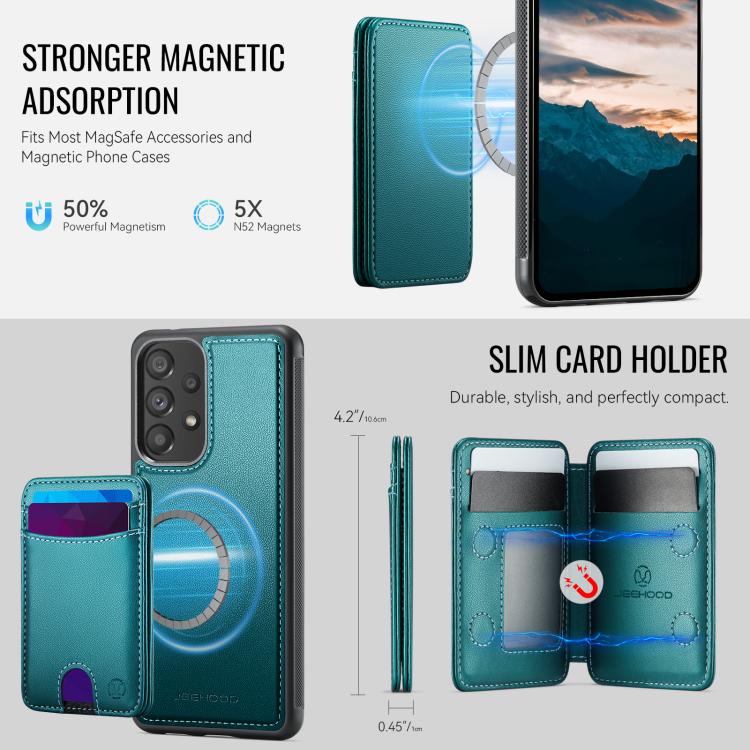 For Samsung Galaxy A53 5G JEEHOOD J10 Flip Card Bag MagSafe Split RFID Leather Phone Case