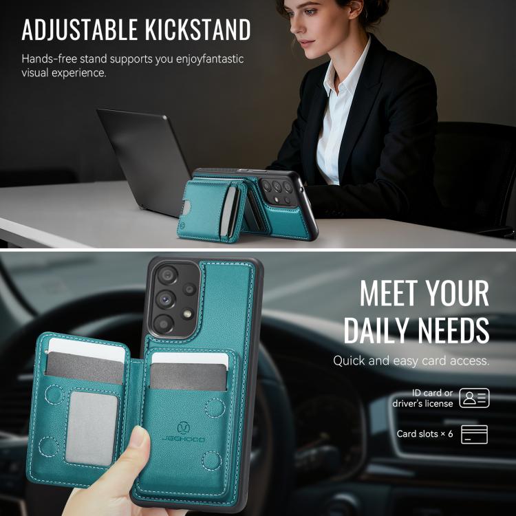 For Samsung Galaxy A53 5G JEEHOOD J10 Flip Card Bag MagSafe Split RFID Leather Phone Case