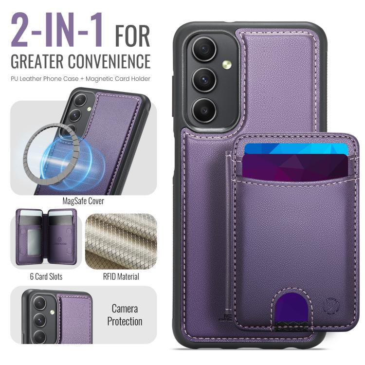 For Samsung Galaxy A54 5G JEEHOOD J10 Flip Card Bag MagSafe Split RFID Leather Phone Case