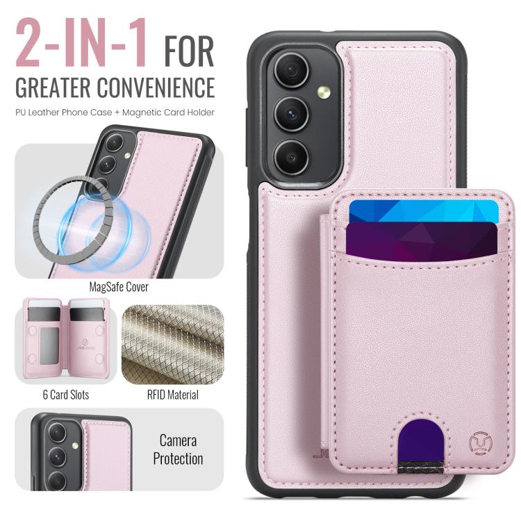 For Samsung Galaxy A54 5G JEEHOOD J10 Flip Card Bag MagSafe Split RFID Leather Phone Case