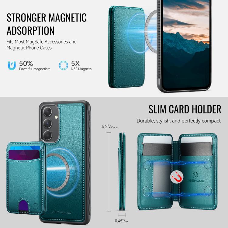 For Samsung Galaxy A54 5G JEEHOOD J10 Flip Card Bag MagSafe Split RFID Leather Phone Case