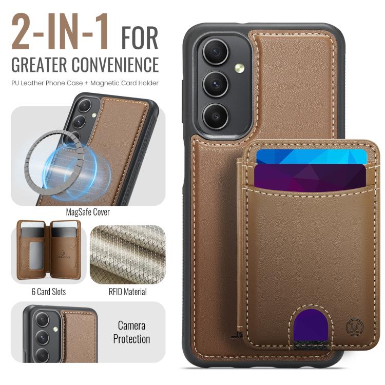 For Samsung Galaxy A54 5G JEEHOOD J10 Flip Card Bag MagSafe Split RFID Leather Phone Case