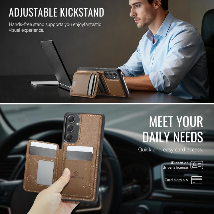 For Samsung Galaxy A54 5G JEEHOOD J10 Flip Card Bag MagSafe Split RFID Leather Phone Case