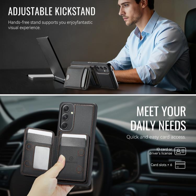 For Samsung Galaxy A54 5G JEEHOOD J10 Flip Card Bag MagSafe Split RFID Leather Phone Case