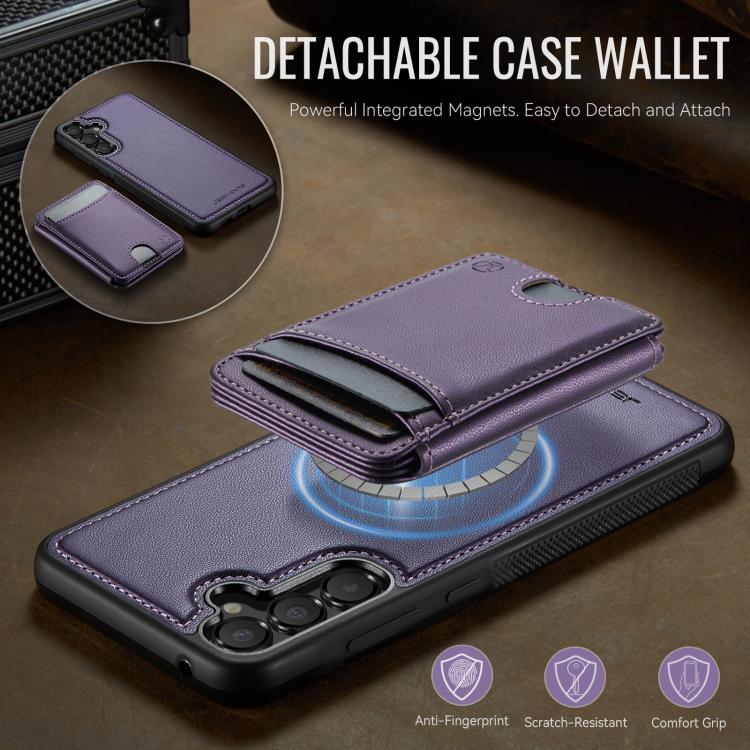 For Samsung Galaxy A55 5G JEEHOOD J10 Flip Card Bag MagSafe Split RFID Leather Phone Case