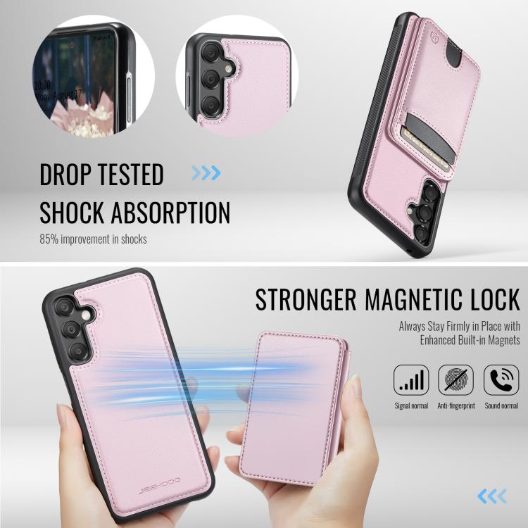 For Samsung Galaxy A55 5G JEEHOOD J10 Flip Card Bag MagSafe Split RFID Leather Phone Case