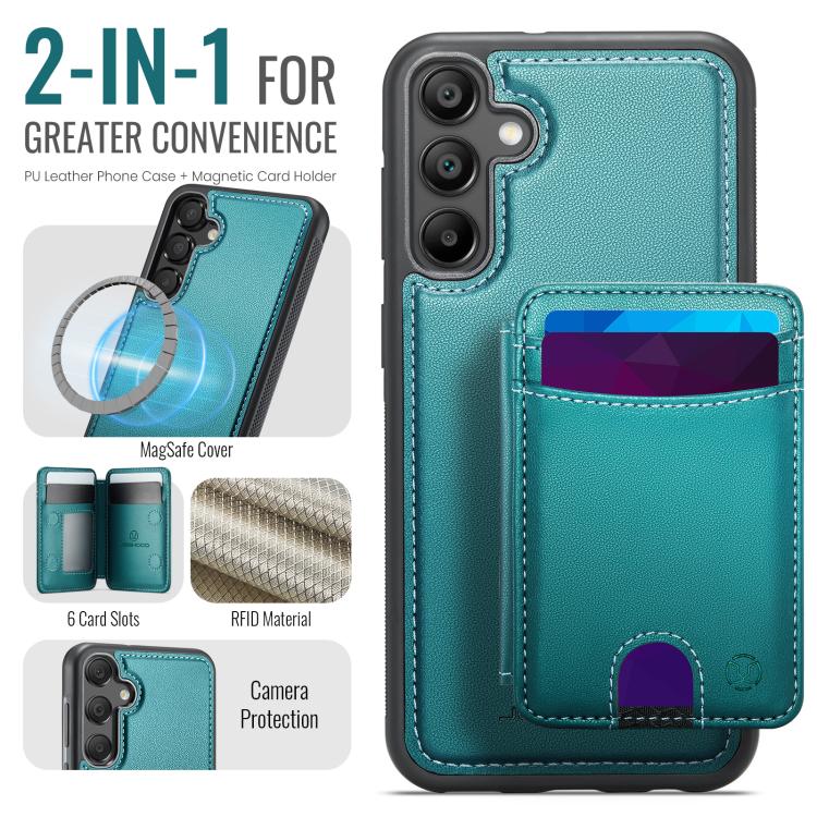 For Samsung Galaxy A55 5G JEEHOOD J10 Flip Card Bag MagSafe Split RFID Leather Phone Case