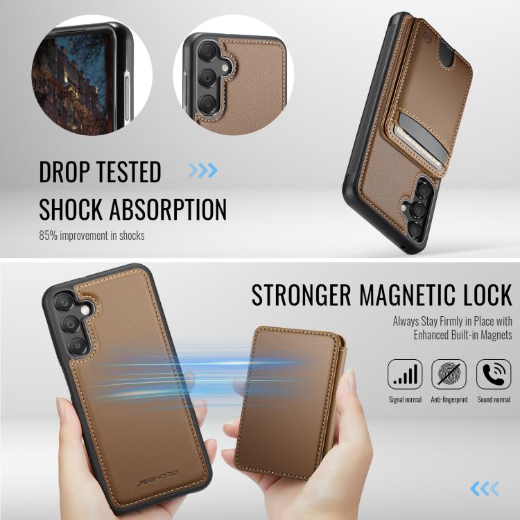 For Samsung Galaxy A55 5G JEEHOOD J10 Flip Card Bag MagSafe Split RFID Leather Phone Case