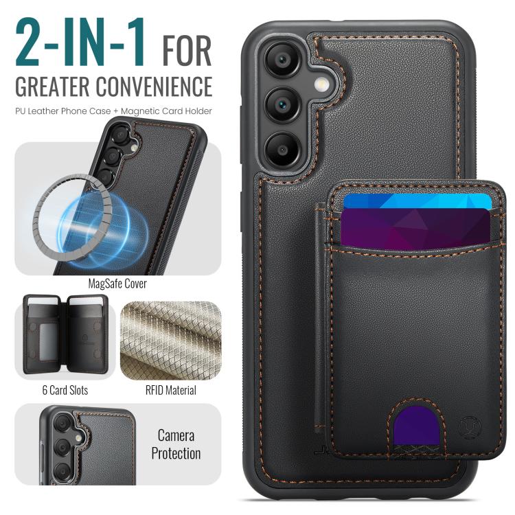 For Samsung Galaxy A55 5G JEEHOOD J10 Flip Card Bag MagSafe Split RFID Leather Phone Case