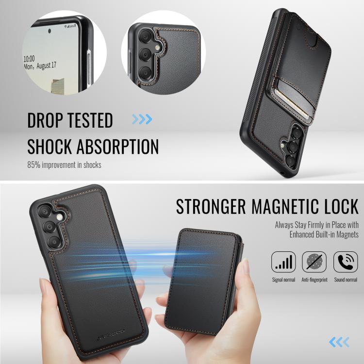 For Samsung Galaxy A55 5G JEEHOOD J10 Flip Card Bag MagSafe Split RFID Leather Phone Case