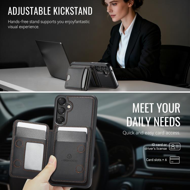 For Samsung Galaxy A55 5G JEEHOOD J10 Flip Card Bag MagSafe Split RFID Leather Phone Case