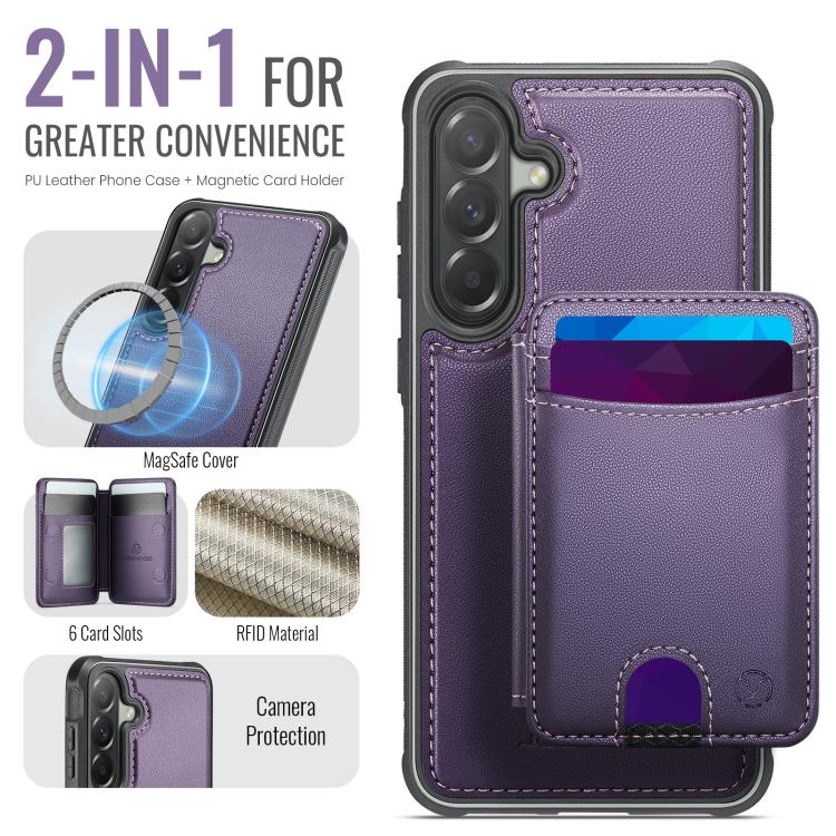 For Samsung Galaxy A57 5G JEEHOOD J10 Flip Card Bag MagSafe Split RFID Leather Phone Case