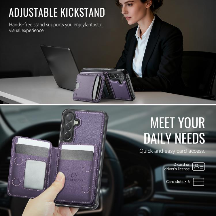 For Samsung Galaxy A57 5G JEEHOOD J10 Flip Card Bag MagSafe Split RFID Leather Phone Case