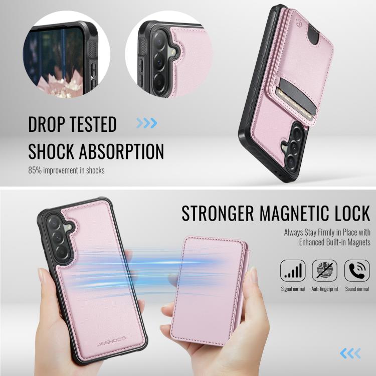 For Samsung Galaxy A57 5G JEEHOOD J10 Flip Card Bag MagSafe Split RFID Leather Phone Case