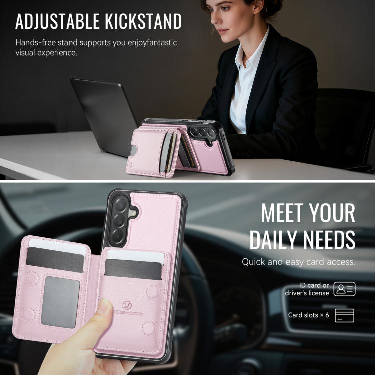 For Samsung Galaxy A57 5G JEEHOOD J10 Flip Card Bag MagSafe Split RFID Leather Phone Case