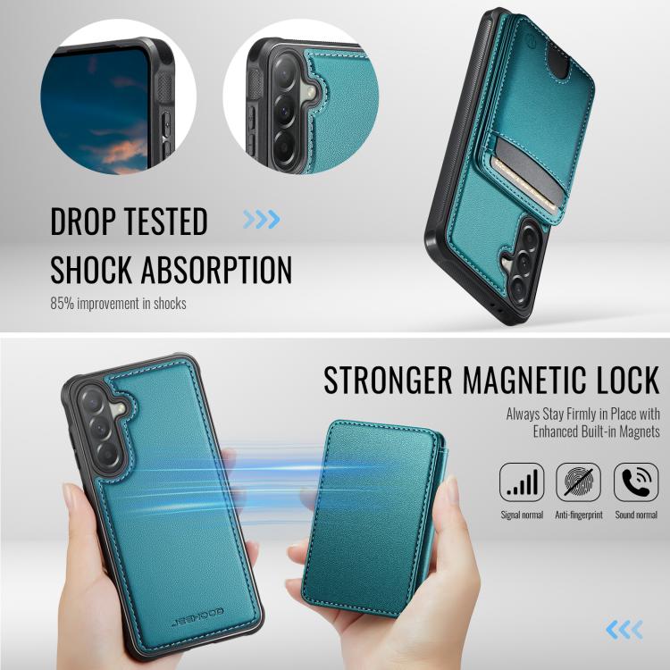 For Samsung Galaxy A57 5G JEEHOOD J10 Flip Card Bag MagSafe Split RFID Leather Phone Case