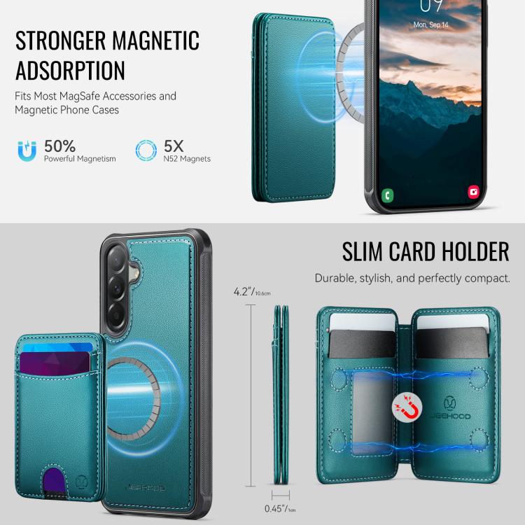 For Samsung Galaxy A57 5G JEEHOOD J10 Flip Card Bag MagSafe Split RFID Leather Phone Case