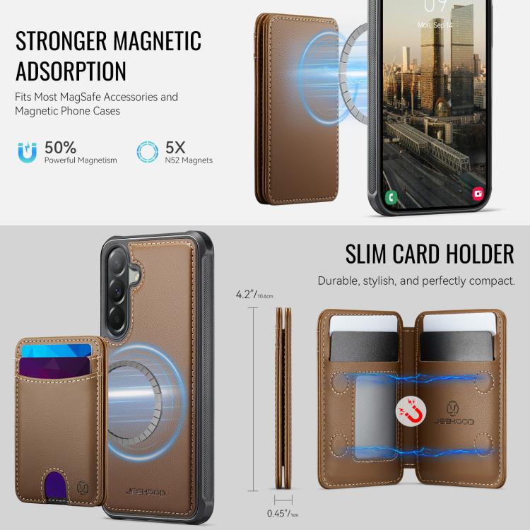 For Samsung Galaxy A57 5G JEEHOOD J10 Flip Card Bag MagSafe Split RFID Leather Phone Case