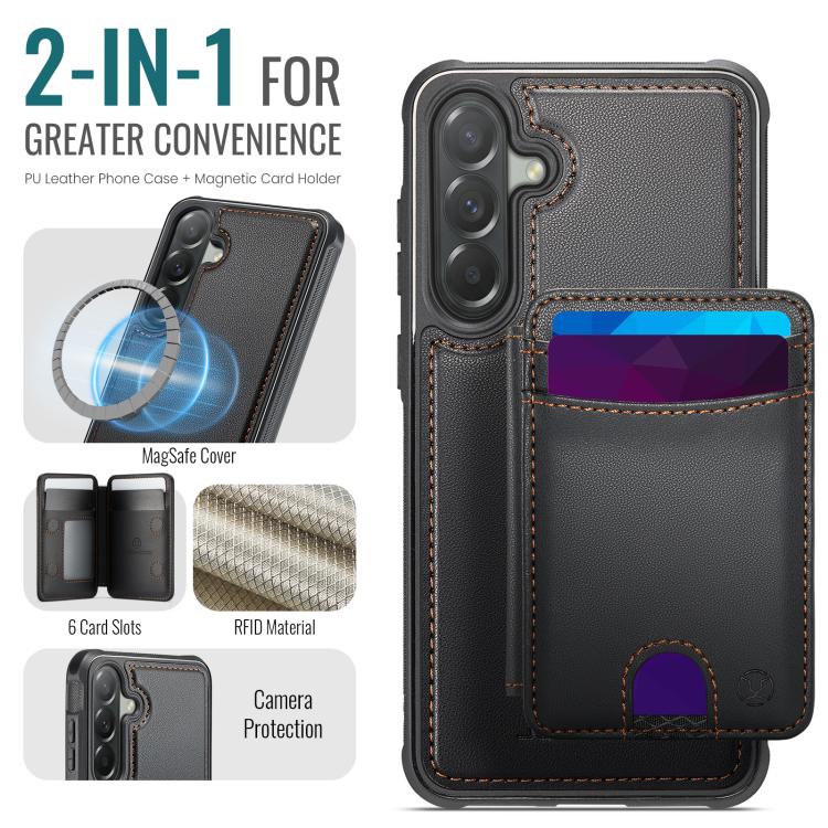 For Samsung Galaxy A57 5G JEEHOOD J10 Flip Card Bag MagSafe Split RFID Leather Phone Case