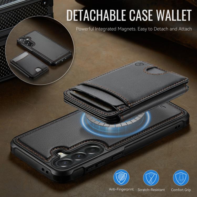 For Samsung Galaxy A57 5G JEEHOOD J10 Flip Card Bag MagSafe Split RFID Leather Phone Case