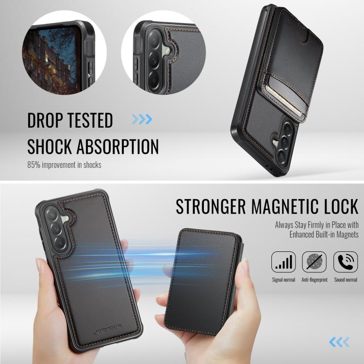 For Samsung Galaxy A57 5G JEEHOOD J10 Flip Card Bag MagSafe Split RFID Leather Phone Case