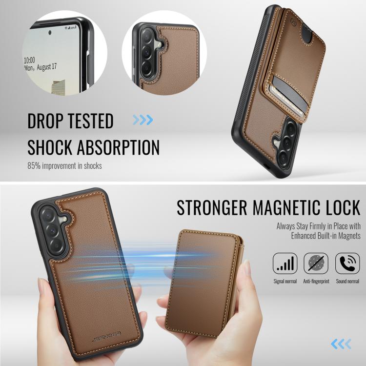 For Samsung Galaxy A37 5G JEEHOOD J10 Flip Card Bag MagSafe Split RFID Leather Phone Case