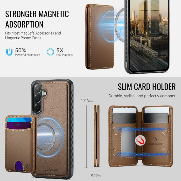 For Samsung Galaxy A37 5G JEEHOOD J10 Flip Card Bag MagSafe Split RFID Leather Phone Case