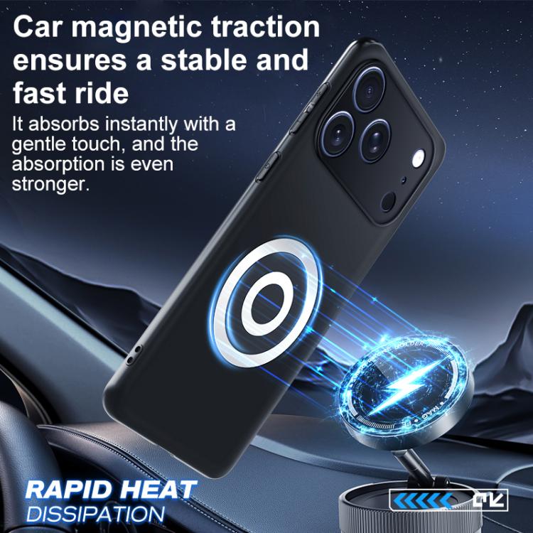 For iPhone 17 Pro Max Graphene Brass Thermal Grease Cooling Frosted Magnetic Phone Case - Black