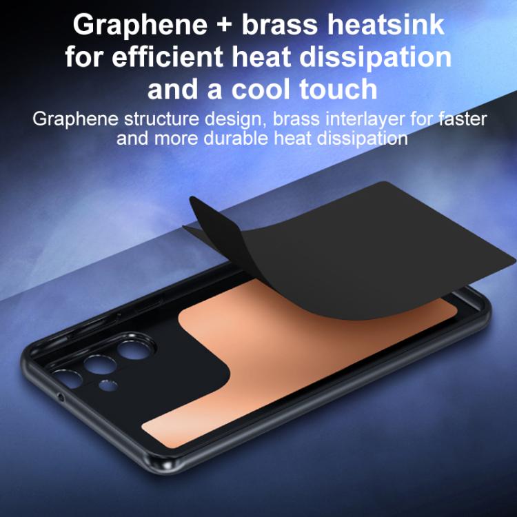 For iPhone 17 Graphene Brass Thermal Grease Cooling Frosted Magnetic Phone Case - Black