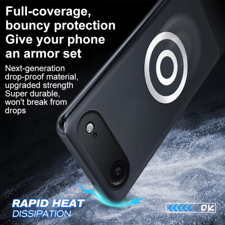 For iPhone Air Graphene Brass Thermal Grease Cooling Frosted Magnetic Phone Case - Black