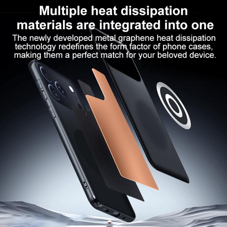 For iPhone Air Graphene Brass Thermal Grease Cooling Frosted Magnetic Phone Case - Black