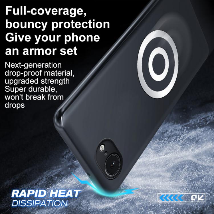 For iPhone 17e / 16e Graphene Brass Thermal Grease Cooling Frosted Magnetic Phone Case - Black