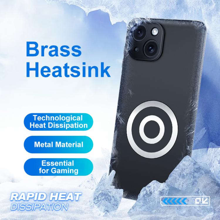For iPhone 15 Graphene Brass Thermal Grease Cooling Frosted Magnetic Phone Case - Black