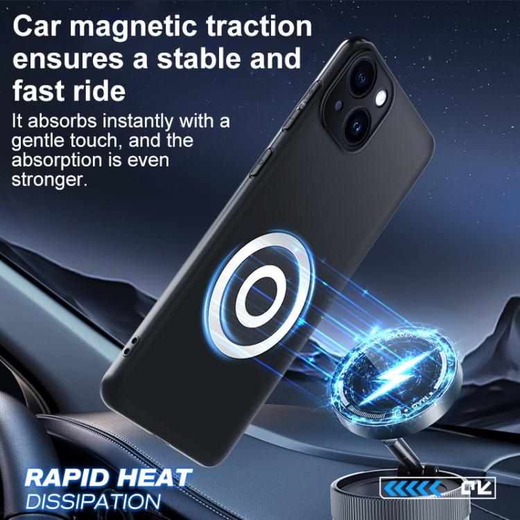 For iPhone 14 Graphene Brass Thermal Grease Cooling Frosted Magnetic Phone Case - Black