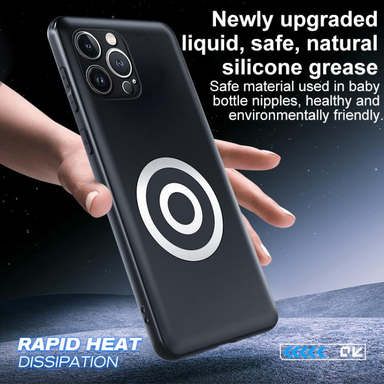 For iPhone 13 Pro Max Graphene Brass Thermal Grease Cooling Frosted Magnetic Phone Case - Black