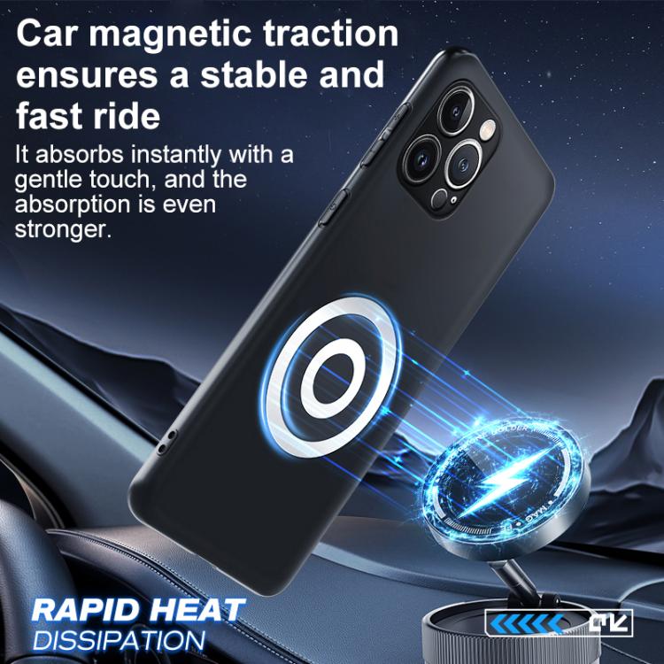 For iPhone 13 Pro Max Graphene Brass Thermal Grease Cooling Frosted Magnetic Phone Case - Black