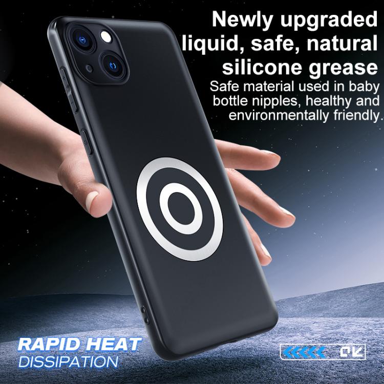 For iPhone 13 Graphene Brass Thermal Grease Cooling Frosted Magnetic Phone Case - Black