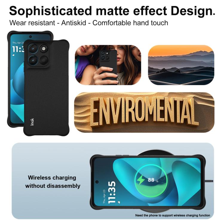 For Motorola G57 Power 5G/G67 Power 5G imak Shockproof Airbag TPU Phone Case - Matte Black