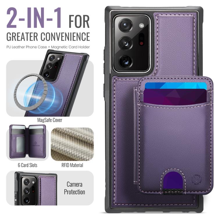 For Samsung Galaxy Note20 Ultra JEEHOOD J10 Flip Card Bag MagSafe Split RFID Leather Phone Case