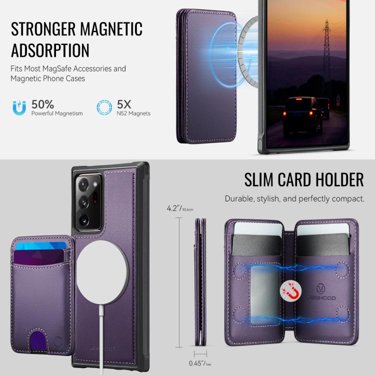 For Samsung Galaxy Note20 Ultra JEEHOOD J10 Flip Card Bag MagSafe Split RFID Leather Phone Case