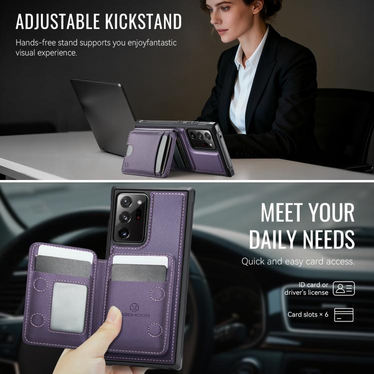 For Samsung Galaxy Note20 Ultra JEEHOOD J10 Flip Card Bag MagSafe Split RFID Leather Phone Case