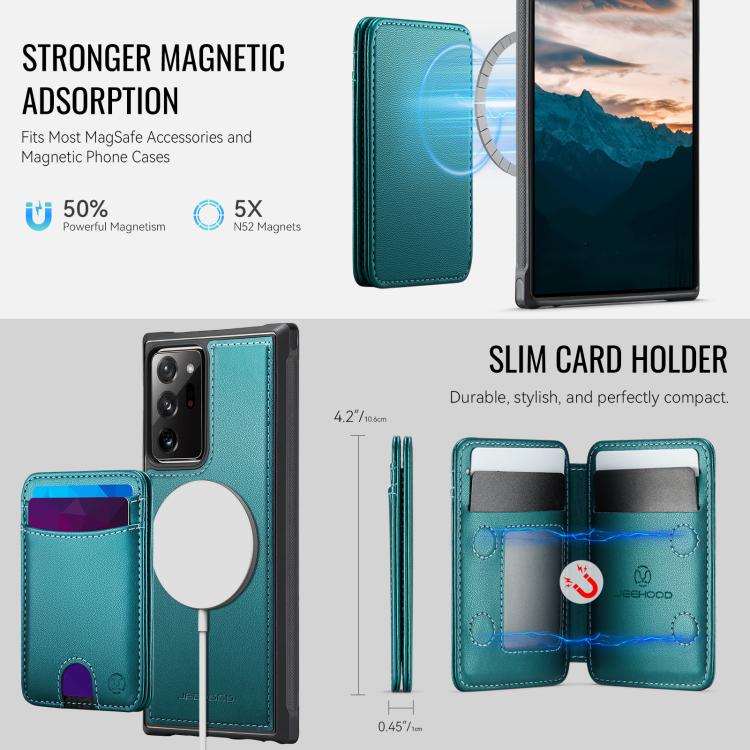 For Samsung Galaxy Note20 Ultra JEEHOOD J10 Flip Card Bag MagSafe Split RFID Leather Phone Case