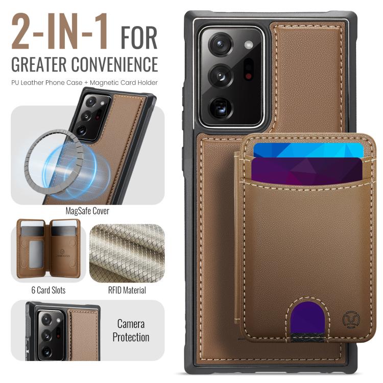 For Samsung Galaxy Note20 Ultra JEEHOOD J10 Flip Card Bag MagSafe Split RFID Leather Phone Case