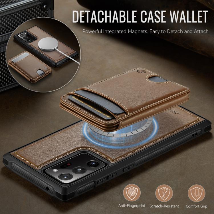 For Samsung Galaxy Note20 Ultra JEEHOOD J10 Flip Card Bag MagSafe Split RFID Leather Phone Case