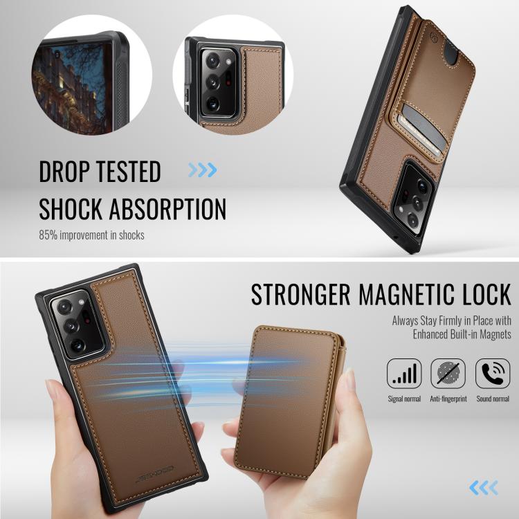For Samsung Galaxy Note20 Ultra JEEHOOD J10 Flip Card Bag MagSafe Split RFID Leather Phone Case