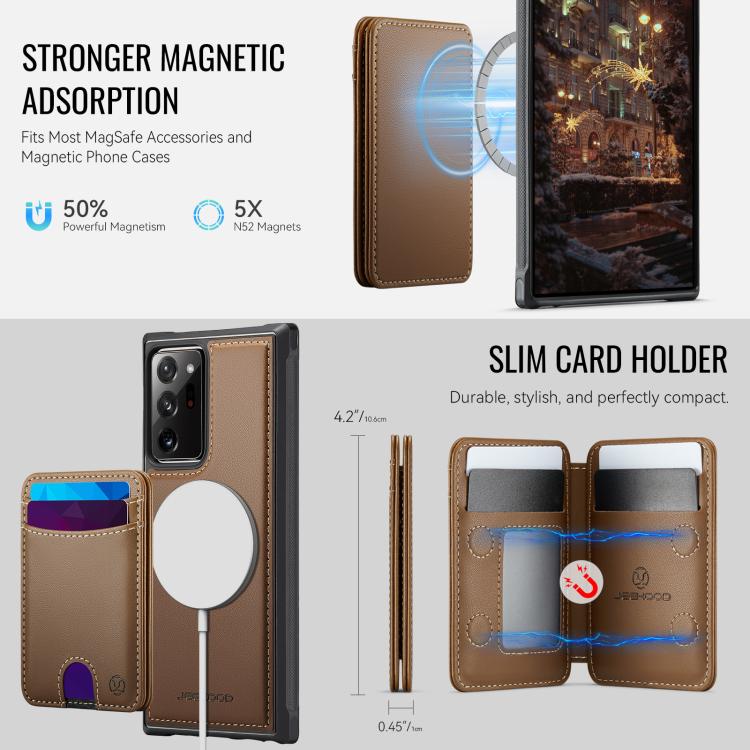 For Samsung Galaxy Note20 Ultra JEEHOOD J10 Flip Card Bag MagSafe Split RFID Leather Phone Case