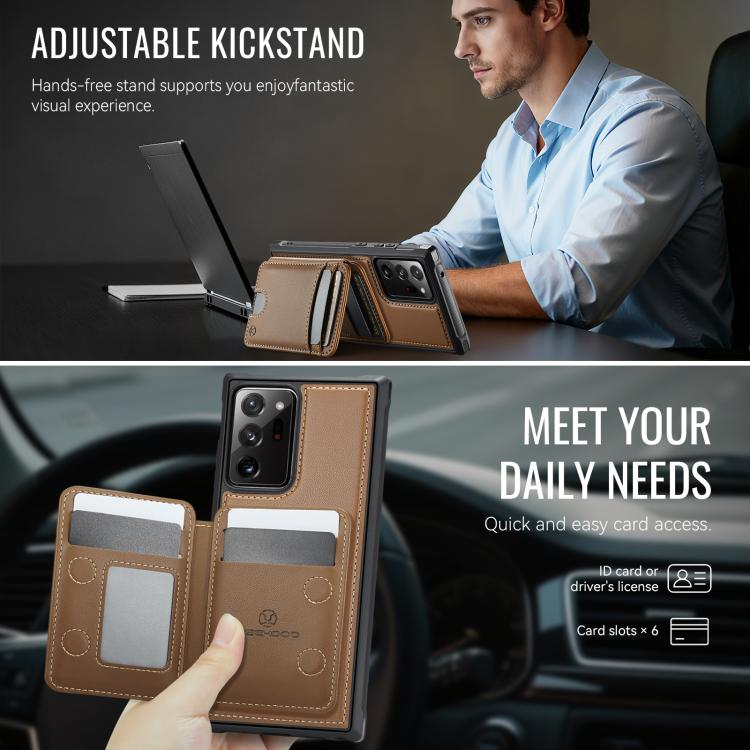 For Samsung Galaxy Note20 Ultra JEEHOOD J10 Flip Card Bag MagSafe Split RFID Leather Phone Case