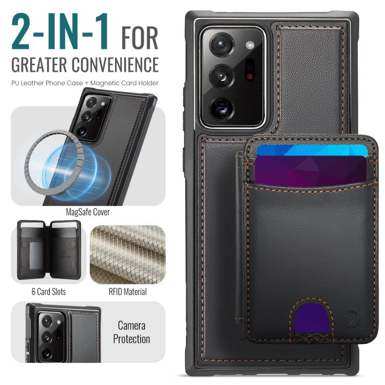 For Samsung Galaxy Note20 Ultra JEEHOOD J10 Flip Card Bag MagSafe Split RFID Leather Phone Case