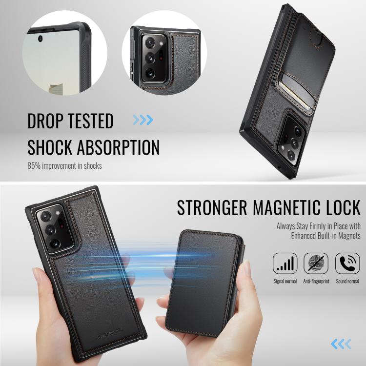 For Samsung Galaxy Note20 Ultra JEEHOOD J10 Flip Card Bag MagSafe Split RFID Leather Phone Case